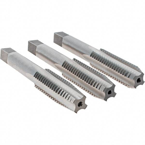 Cle-Line - 9/16-12 UNC, 4 Flute, Bottoming, Plug & Taper, Bright Finish, High Speed Steel Tap Set - Right Hand Cut, 3-19/32" OAL, 1-21/32" Thread Length, Series 0404 - All Tool & Supply