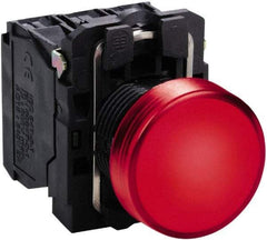 Schneider Electric - 24 VAC/VDC at 50/60 Hz Red Lens LED Pilot Light - Round Lens, Screw Clamp Connector, 30mm Wide, Vibration Resistant, Water Resistant - All Tool & Supply