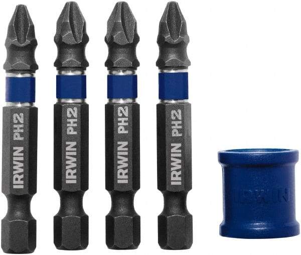 Irwin - 5 Piece, Phillips Handle, Power Bit Set - No. 2 Phillips - All Tool & Supply