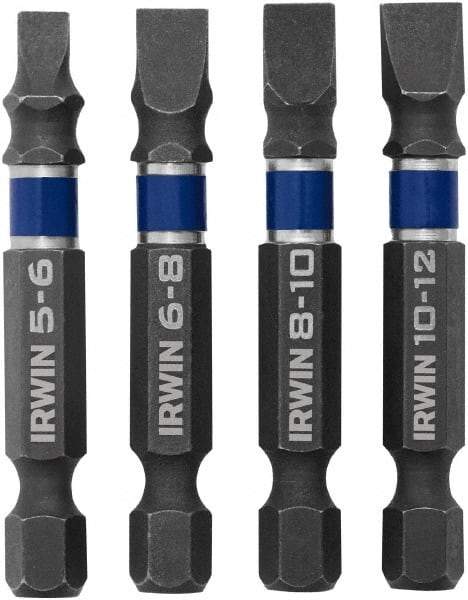 Irwin - 4 Piece, Bit Set - 1/4" Hex Drive, Slotted Point - All Tool & Supply