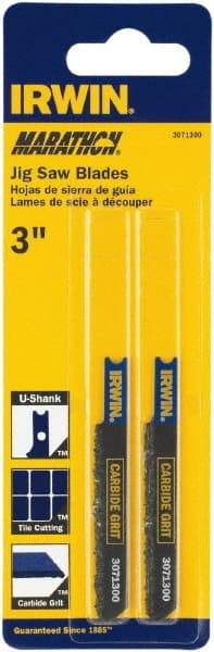 Irwin Blades - 3" Long x 0.031" Thick x 0.315" Wide, Carbide Grit Jig Saw Blade - Continuous Edge, 0.1563" Wide, U-Shank - All Tool & Supply