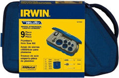 Irwin Blades - 9 Piece, 3/4" to 2-1/4" Saw Diam, Plumber's Hole Saw Kit - Bi-Metal, Toothed Edge, Pilot Drill Model No. 373000, Includes 6 Hole Saws - All Tool & Supply