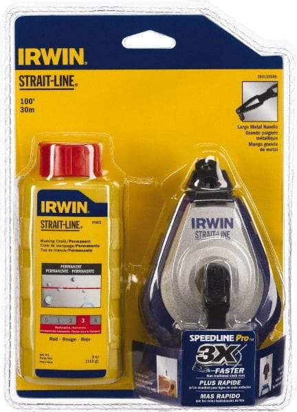 Irwin - 100' Long Reel & Chalk Set - Red, Includes (1) 4 oz Permanent Red Chalk (3.5:1) & (1) SPEEDLINE Pro Chalk Reel - All Tool & Supply