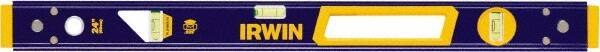 Irwin - 24" Long 3 Vial Box Beam Level - Aluminum, Blue/Yellow, 1 Level & 2 Plumb Vials - All Tool & Supply