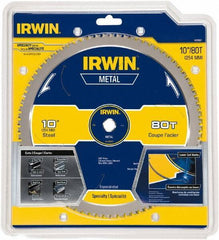 Irwin Blades - 10" Diam, 5/8" Arbor Hole Diam, 80 Tooth Wet & Dry Cut Saw Blade - Carbide-Tipped, Smooth Action, Standard Round Arbor - All Tool & Supply