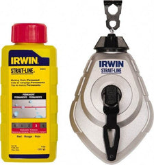 Irwin - 100' Long Reel & Chalk Set - Red, Includes (1) 4 oz Permanent Red Chalk (6:1) & (1) MACH6 Chalk Reel - All Tool & Supply