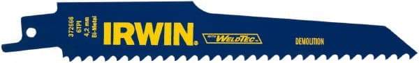 Irwin Blades - 6" Long, Bi-Metal Reciprocating Saw Blade - Tapered Profile, 6 TPI, Toothed Edge, Tang Shank - All Tool & Supply