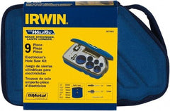 Irwin Blades - 9 Piece, 7/8" to 2-1/2" Saw Diam, Electrician's Hole Saw Kit - Bi-Metal, Toothed Edge, Pilot Drill Model No. 373000, Includes 6 Hole Saws - All Tool & Supply