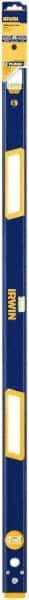 Irwin - 48" Long 3 Vial Box Beam Level - Aluminum, Blue/Yellow, 1 Level & 2 Plumb Vials - All Tool & Supply