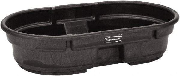 Rubbermaid - 50 Gallon Black Oval Plastic Stock Tank - 12" High x 31" Diam - All Tool & Supply