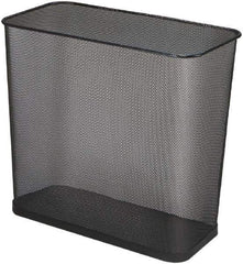 Rubbermaid - 7-1/2 Gal Black Rectangle Decorative Waste Receptacle With Top - Steel, 14" High x 16" Wide - All Tool & Supply