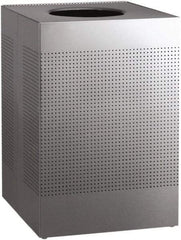 Rubbermaid - 40 Gal Silver Square Decorative Waste Receptacle With Top - Stainless Steel, 794mm High x 552.45mm Long x 552.45mm Wide - All Tool & Supply