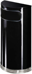 Rubbermaid - 9 Gal Black Half-Round Decorative Waste Receptacle With Top - Steel, 813mm High x 457.2mm Wide - All Tool & Supply