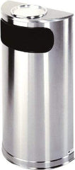 Rubbermaid - 9 Gal Silver Half-Round Decorative Waste Receptacle With Top - Steel, 32" High x 18" Wide - All Tool & Supply