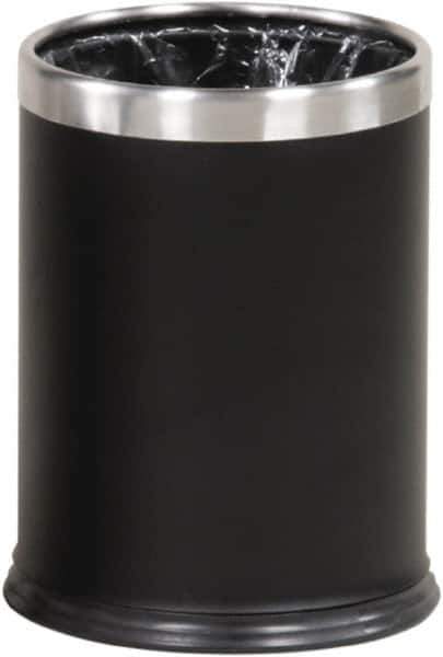 Rubbermaid - 3-1/2 Gal Black Round Decorative Waste Receptacle With Top - Steel, 318mm High - All Tool & Supply