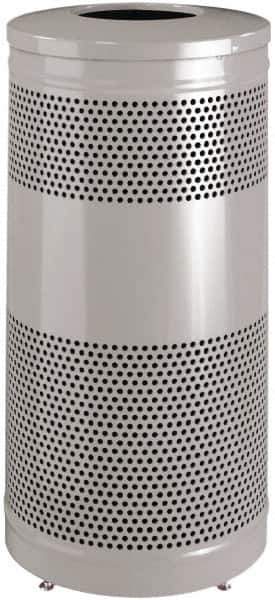 Rubbermaid - 25 Gal Silver Round Decorative Waste Receptacle With Top - Steel, 902mm High - All Tool & Supply