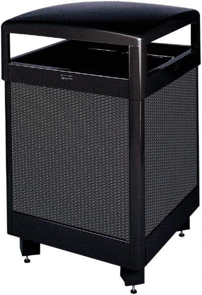 Rubbermaid - 48 Gal Black Square Decorative Waste Receptacle With Top - Steel, 40" High x 660.4mm Long x 26" Wide - All Tool & Supply