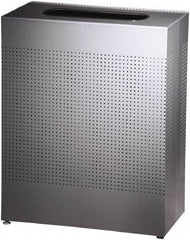 Rubbermaid - 22-1/2 Gal Silver Rectangle Decorative Waste Receptacle With Top - Steel, 30" High x 24" Long x 24" Wide - All Tool & Supply