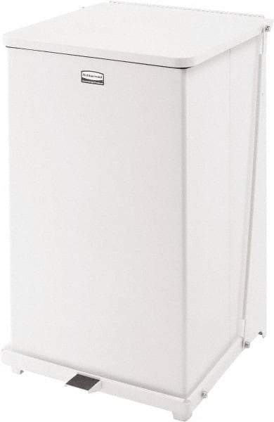 Rubbermaid - 40 Gal Square Unlabeled Trash Can - 30" High x 19" Long x 19" Wide, White, Steel - All Tool & Supply