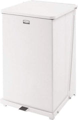 Rubbermaid - 40 Gal Square Unlabeled Trash Can - 30" High x 19" Long x 19" Wide, White, Steel - All Tool & Supply