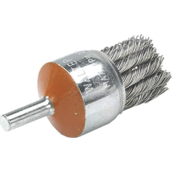 WALTER Surface Technologies - 1-1/8" Brush Diam, Knotted, End Brush - 1/4" Diam Shank, 20,000 Max RPM - All Tool & Supply