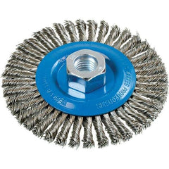 WALTER Surface Technologies - 4-1/2" OD, 5/8-11 Arbor Hole, Stringer Bead Stainless Steel Wheel Brush - 3/16" Face Width, 0.02" Filament Diam, 15,000 RPM - All Tool & Supply