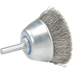 WALTER Surface Technologies - 1-1/2" Diam, 1/4" Shank Diam, Stainless Steel Fill Cup Brush - 0.0118 Wire Diam, 13,000 Max RPM - All Tool & Supply