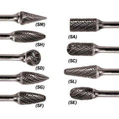 WALTER Surface Technologies - 1/2" Cut Diam, 1/4" Shank Diam, Cylinder Ball End Head Single Cut Burr - Carbide, 1" LOC - All Tool & Supply