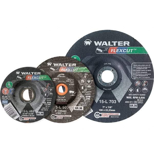 WALTER Surface Technologies - 3" Diam x 3/8" Hole, 36 Grit Surface Grinding Wheel - Aluminum Oxide/Silicon Carbide Blend, Resinoid Bond - All Tool & Supply