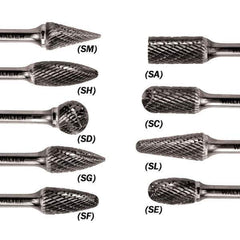 WALTER Surface Technologies - 5/16" Cut Diam, 1/4" Shank Diam, Taper Head Double Cut Burr - Carbide, 3/4" LOC - All Tool & Supply