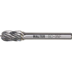 WALTER Surface Technologies - 5/16" Cut Diam, 1/4" Shank Diam, Cylinder Ball End Head Double Cut Burr - Carbide, 3/4" LOC - All Tool & Supply