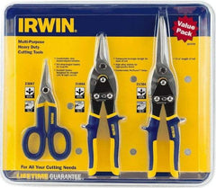 Irwin - 3 Piece Aviation Snip Set - Left, Right, Straight, 7, 10, 11-3/4" OAL, 1-5/16, 2, 3-1/8" LOC - All Tool & Supply