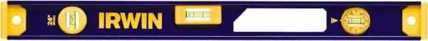 Irwin - 24" Long 3 Vial I-Beam Level - Aluminum, Blue/Yellow, 1 Plumb & 2 Level Vials - All Tool & Supply