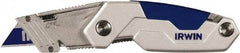 Irwin - Fixed Folding Utility Knife - Metal Handle, 3 Blades Included - All Tool & Supply