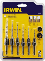 Irwin - 8 Piece, 1/4 to 1/2" Head Diam, Single End Countersink Set - All Tool & Supply