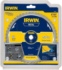 Irwin Blades - 8" Diam, 5/8" Arbor Hole Diam, 50 Tooth Wet & Dry Cut Saw Blade - Carbide-Tipped, Smooth Action, Standard Round Arbor - All Tool & Supply