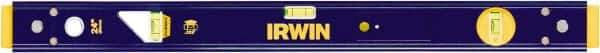 Irwin - 24" Long 3 Vial Box Beam Level - Aluminum, Blue/Yellow, 1 Level & 2 Plumb Vials - All Tool & Supply