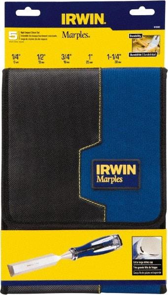 Irwin - 5 Piece Wood Chisel Set - Acetate, Sizes Included 1/4 to 1-1/4" - All Tool & Supply