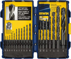 Irwin - 1/16 to 1/2", 135° Point, Oxide Finish, High Speed Steel Jobber Length Drill Bit Set - All Tool & Supply