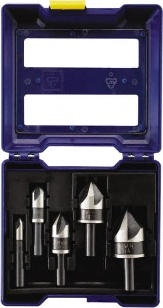 Irwin - 5 Piece, 1/4 to 3/4" Head Diam, 82° Included Angle, Single End Countersink Set - All Tool & Supply