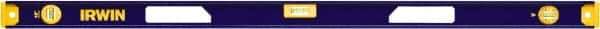 Irwin - Magnetic 48" Long 3 Vial I-Beam Level - Aluminum, Blue/Yellow, 1 Plumb & 2 Level Vials - All Tool & Supply