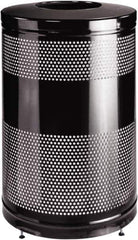 Rubbermaid - 51 Gal Black Round Decorative Waste Receptacle With Top - Steel, 902mm High - All Tool & Supply