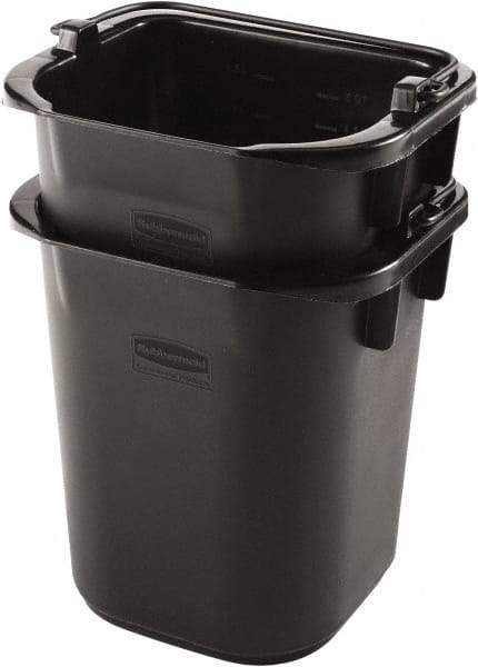 Rubbermaid - 5 Qt, 215.9mm High, Plastic Rectangular Black Single Pail - Handle Included, 190.5mm Top Length x 234.95mm Top Width - All Tool & Supply