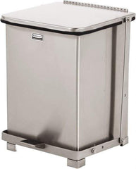 Rubbermaid - 7 Gal Square Unlabeled Trash Can - 17" High x 12" Long x 12" Wide, Stainless Steel - All Tool & Supply