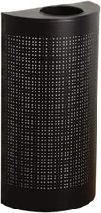 Rubbermaid - 12 Gal Black Half-Round Decorative Waste Receptacle With Top - Steel, 32" High x 18" Wide - All Tool & Supply