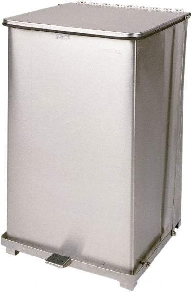 Rubbermaid - 40 Gal Square Unlabeled Trash Can - 30" High x 19" Long x 19" Wide, Stainless Steel, Steel - All Tool & Supply