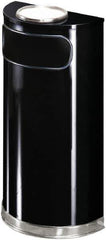 Rubbermaid - 9 Gal Black Half-Round Decorative Waste Receptacle With Top - Steel, 813mm High x 457.2mm Wide - All Tool & Supply