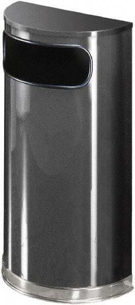 Rubbermaid - 9 Gal Gray Half-Round Decorative Waste Receptacle With Top - Steel, 813mm High x 457.2mm Wide - All Tool & Supply