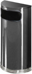 Rubbermaid - 9 Gal Gray Half-Round Decorative Waste Receptacle With Top - Steel, 813mm High x 457.2mm Wide - All Tool & Supply