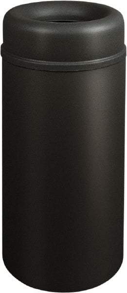 Rubbermaid - 15 Gal Black Round Decorative Waste Receptacle With Top - Steel, 30" High - All Tool & Supply